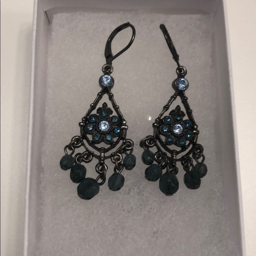 Blue Lever Back Dangle Earrings - Picture 1 of 3